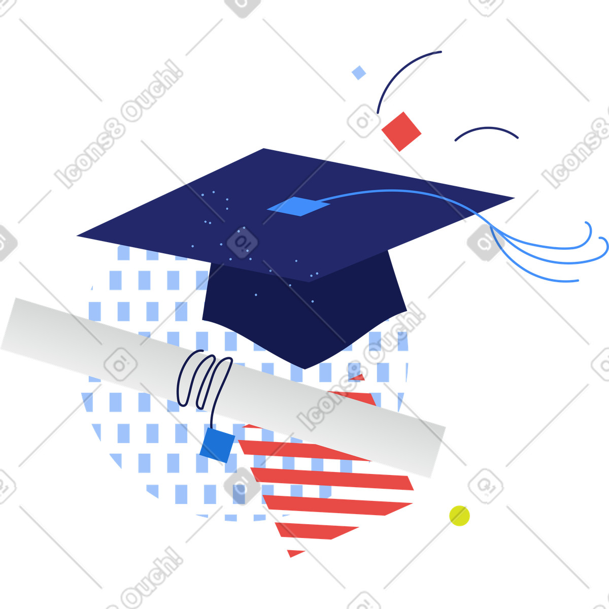 Ilustración Gorro de graduación en estilo Clip a descargar en PNG y SVG