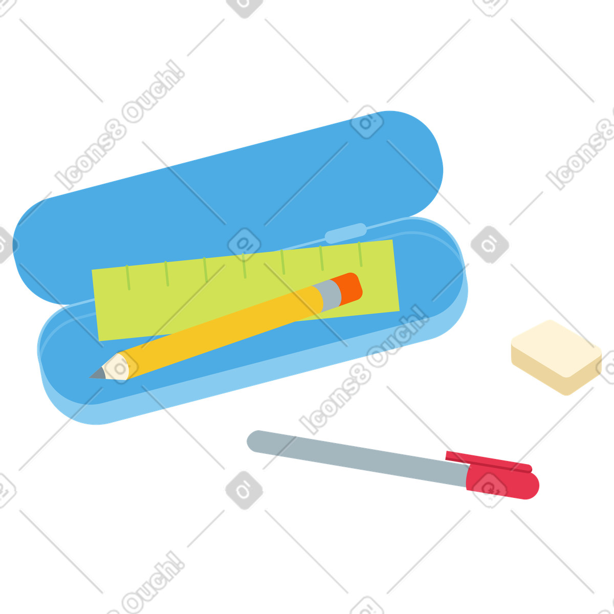 Pencil case with writing tools illustration in Catchy style download in PNG, SVG