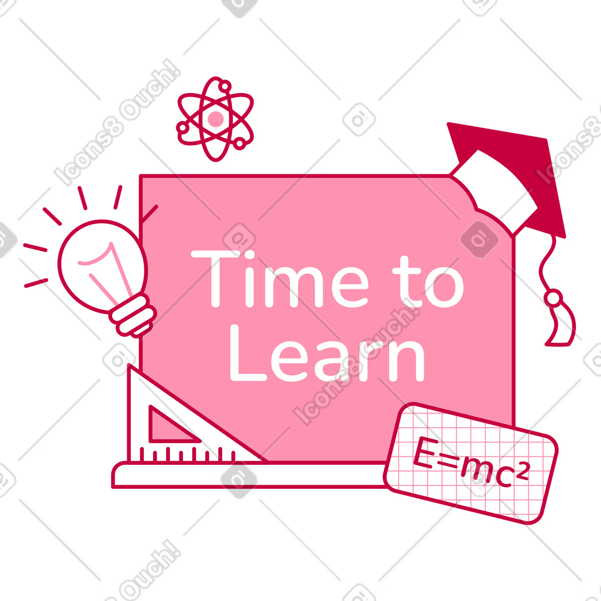 Time to Learn lettering illustration blackboard clipart for education graphics