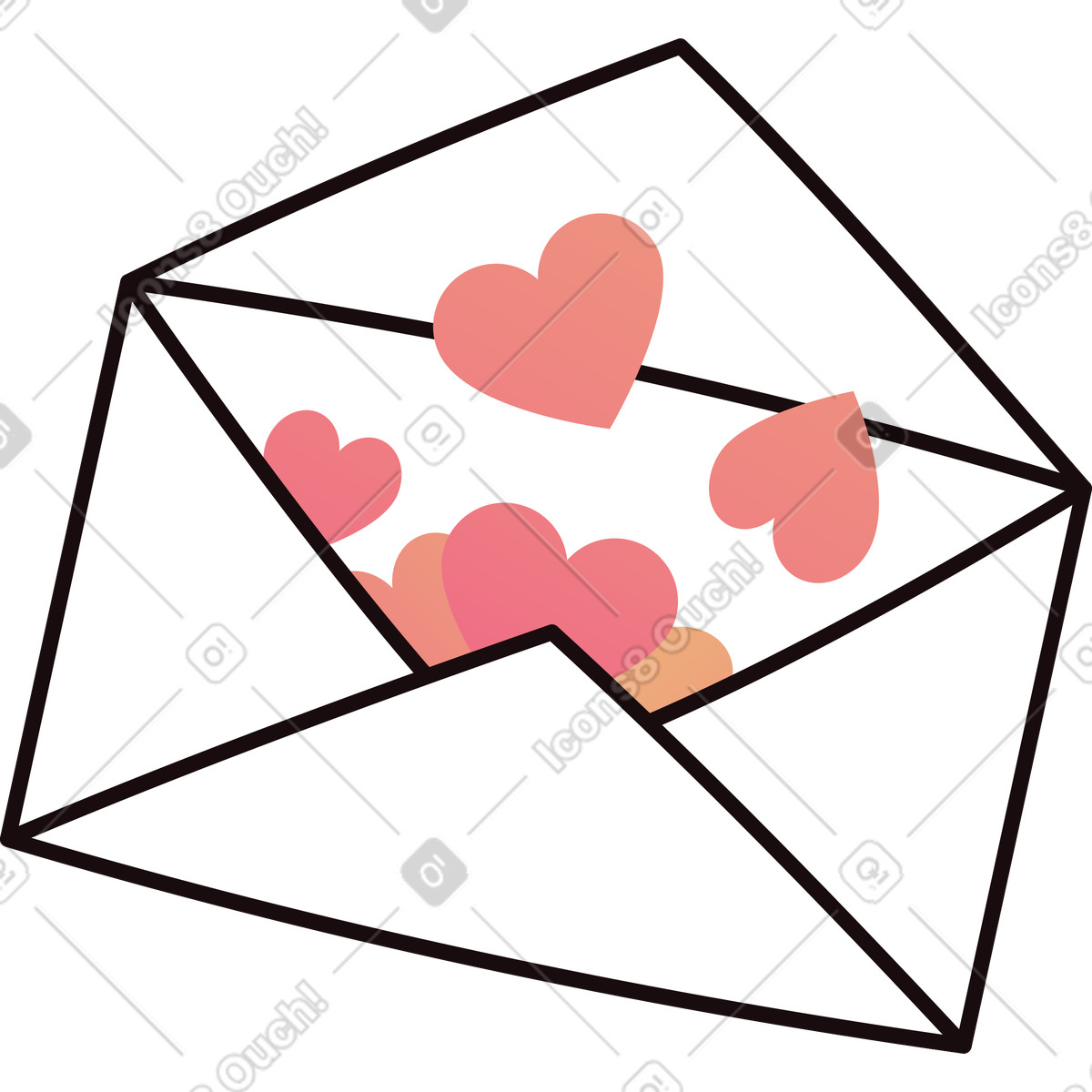 Ilustração de Envelope com corações em no estilo Delight para baixar em PNG, SVG