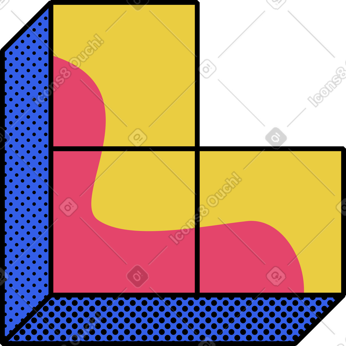 Tetrisblock-Illustration im Memphis-Stil als Download in PNG, SVG