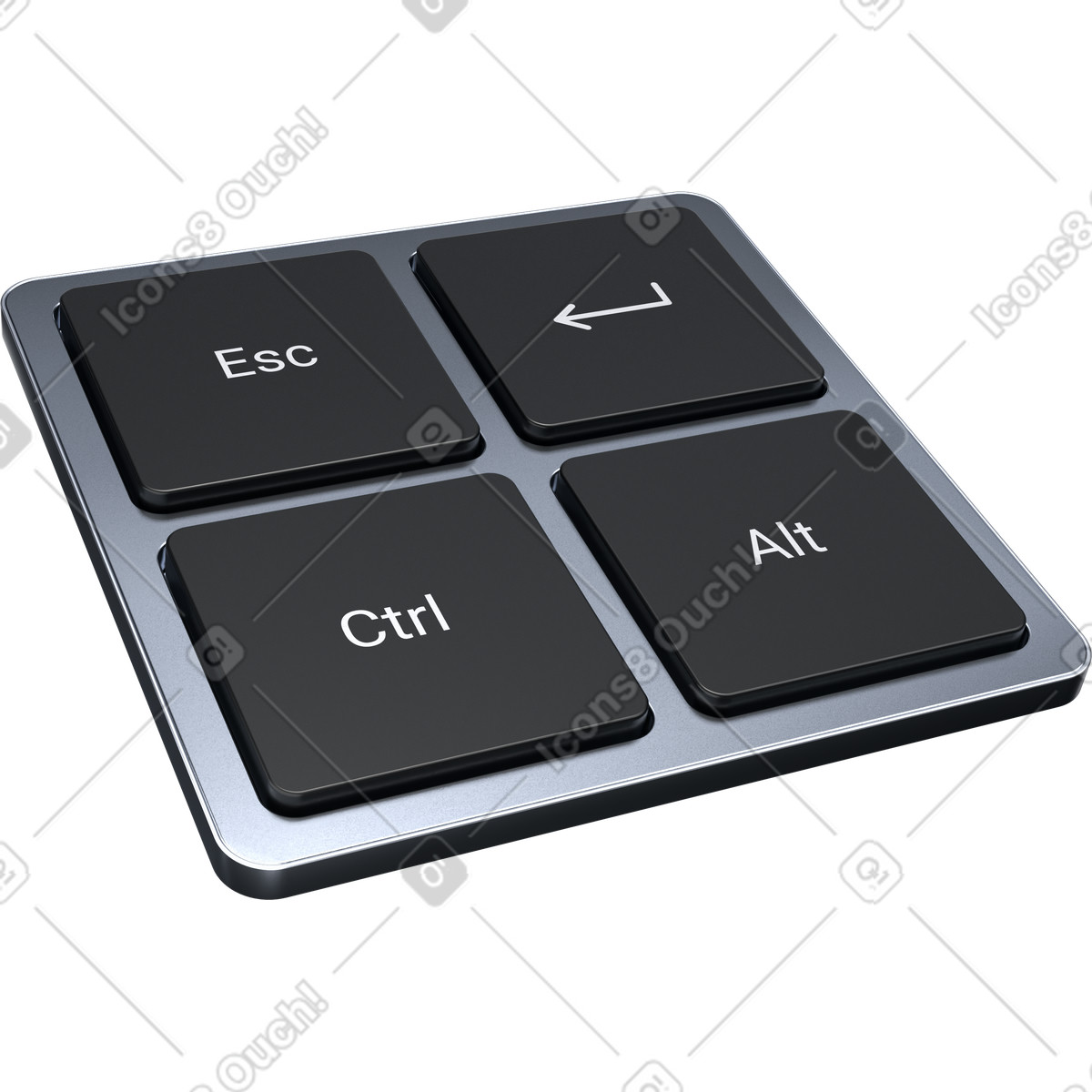 Keyboard shortcuts keys, ctrl alt esc buttons, computer productivity controls illustration in 3D Pro style download in PNG, SVG