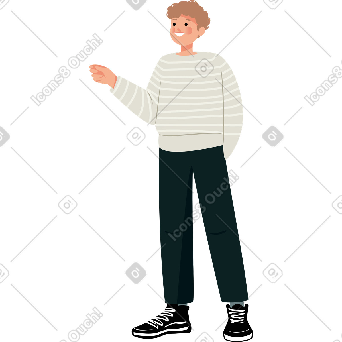 Stehender typ, der etwas in hand hält-Illustration im Lagom-Stil als Download PNG, SVG