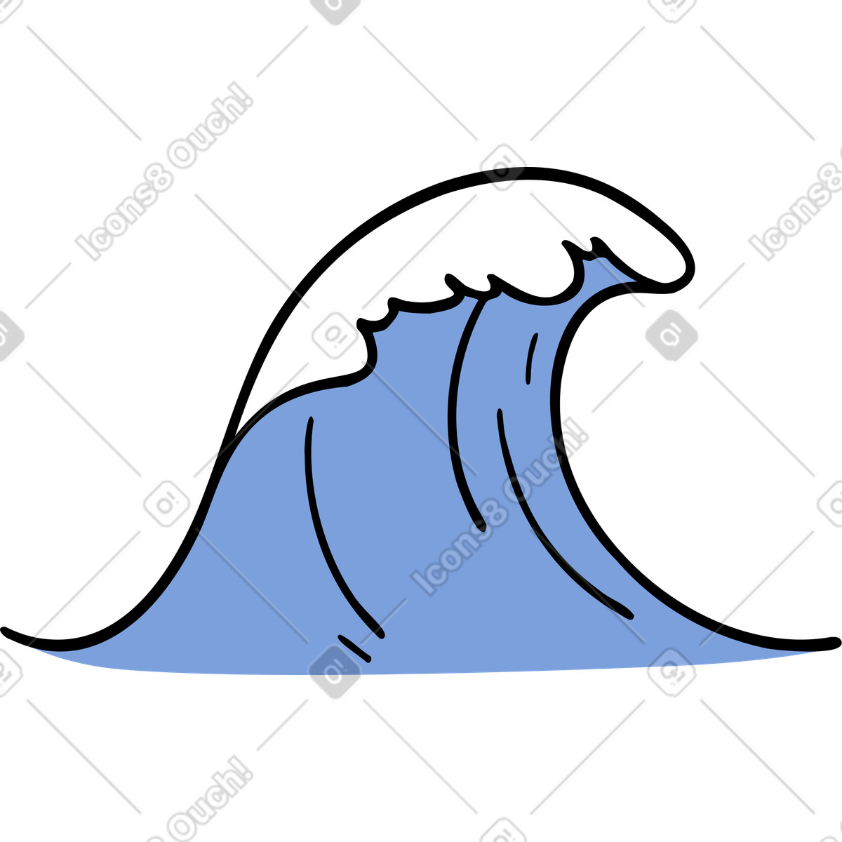 Wave illustration in Comic style download in PNG, SVG