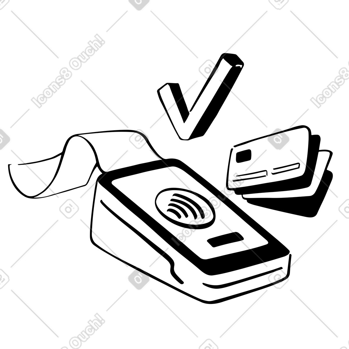 Successful card payment at POS terminal illustration in PNG, SVG
