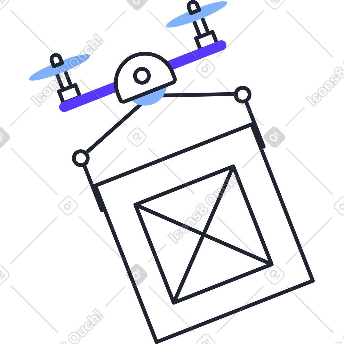 Ilustração de Drone com caixa em no estilo Pablita para baixar em PNG, SVG
