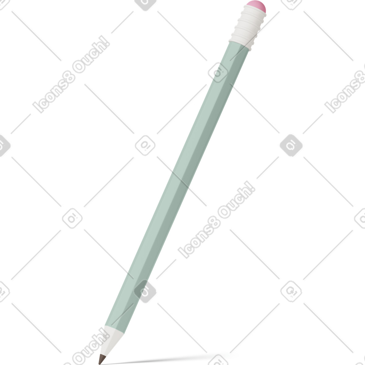 Ilustração de Green pencil with eraser em no estilo 3D Casual life para baixar em PNG, SVG