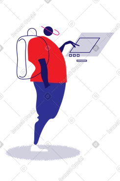 Homme utilisant un kiosque libre-service PNG, SVG