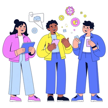 A group of three tech-savvy individuals is standing together, each holding various electronic gadgets. One person is using a tablet with a glowing screen displaying colorful symbols. Another individual has a smartphone with bright icons floating above it, resembling magical sparks. The third person is manipulating a smartwatch with digital images emanating from it. They are all wearing casual, modern clothing, and their expressions show excitement and concentration as they collaborate on a digital spell.