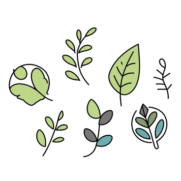 A wall displayed with various shapes and patterns inspired by ferns. The artwork features different shades of green, representing the leaves and fronds of ferns. The composition combines smooth lines and intricate details, capturing the natural essence of fern leaves. The background is a soft white, emphasizing the vibrant green tones of the fern-inspired designs.
