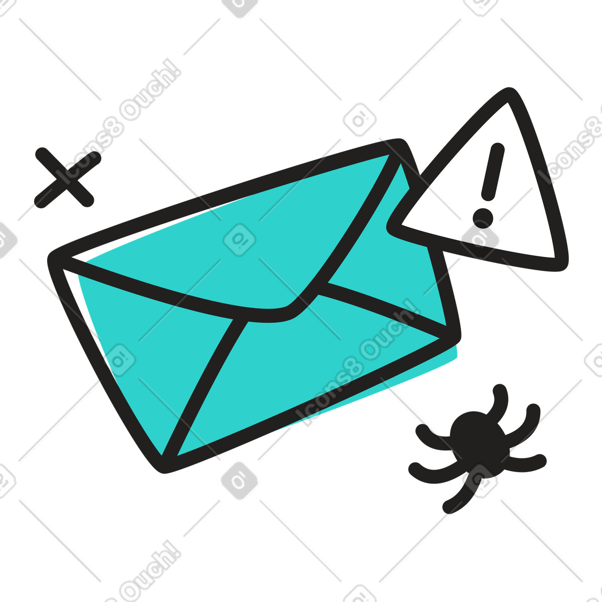 Ilustração de Aviso e-mail spam em no estilo Little para baixar em PNG, SVG