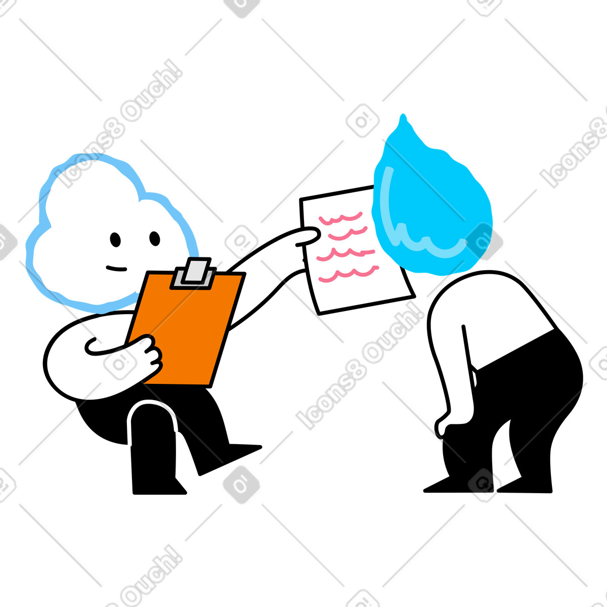 Ilustração de Personagem dando feedback para outro em no estilo Giggle baixar em PNG, SVG