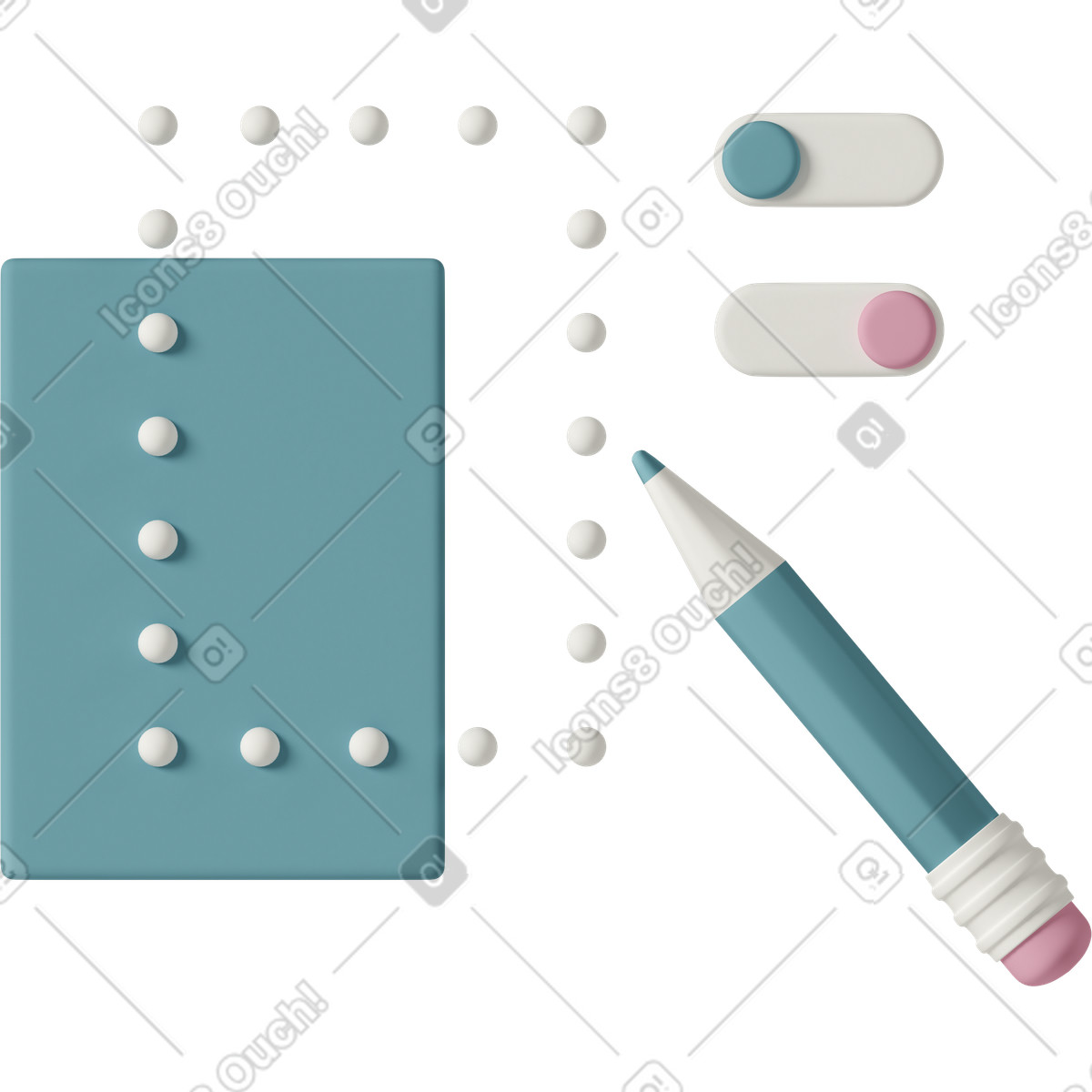 下载 3D Casual life 风格的 Editing tools 插画，支持 PNG、SVG 格式