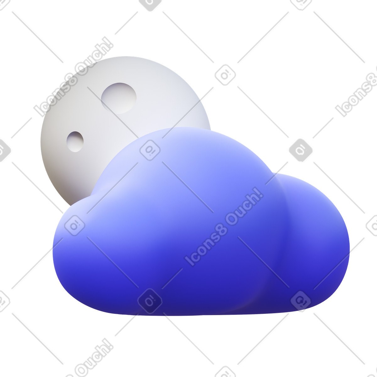 3D Fluency 스타일의 Moon and cloud 일러스트레이션 PNG, SVG 다운로드