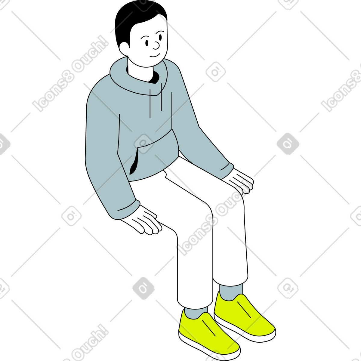 L'uomo è seduto illustrazione in stile Isometric scarica in PNG, SVG