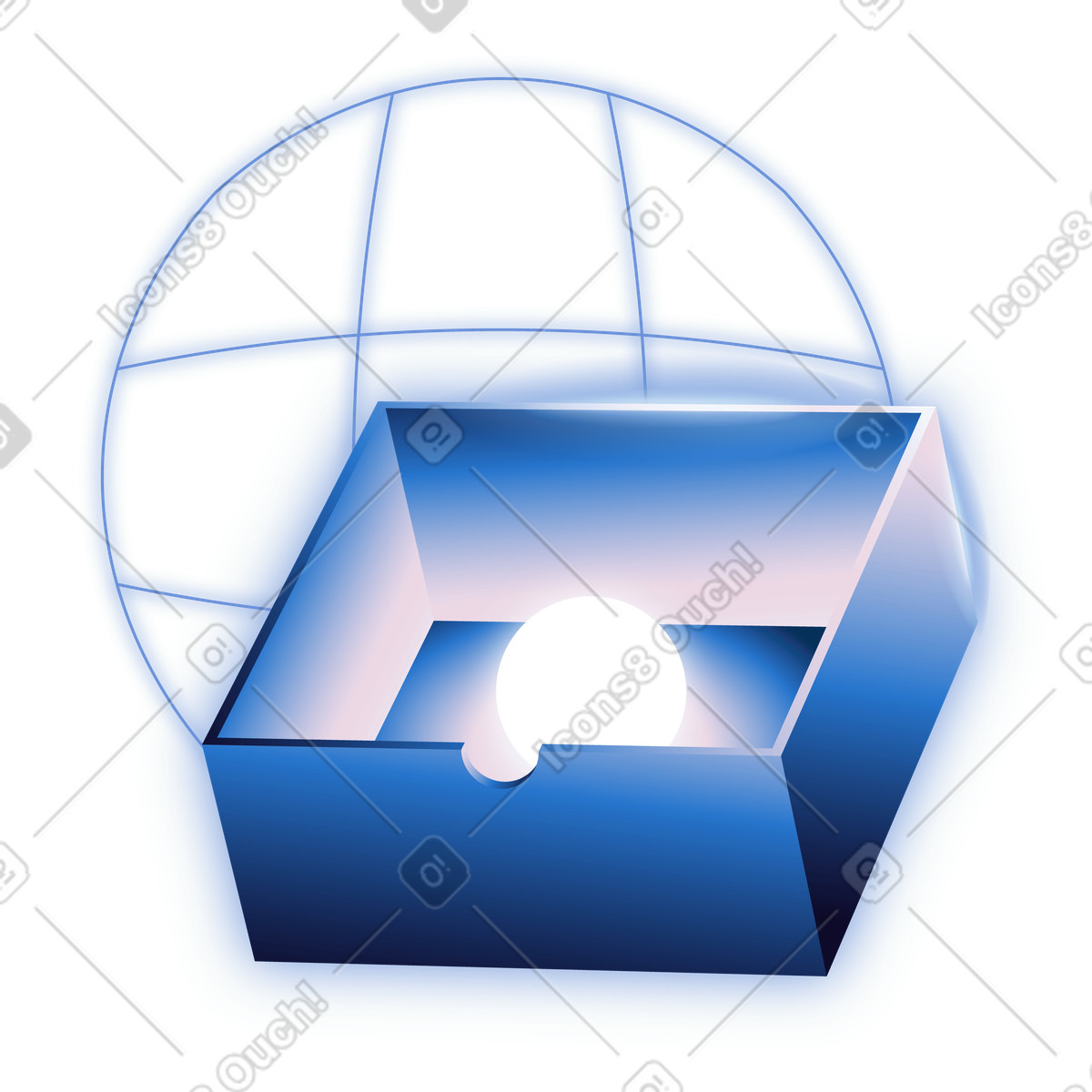 New email message, Inbox tray with glowing sphere illustration in Dimension style download in PNG, SVG