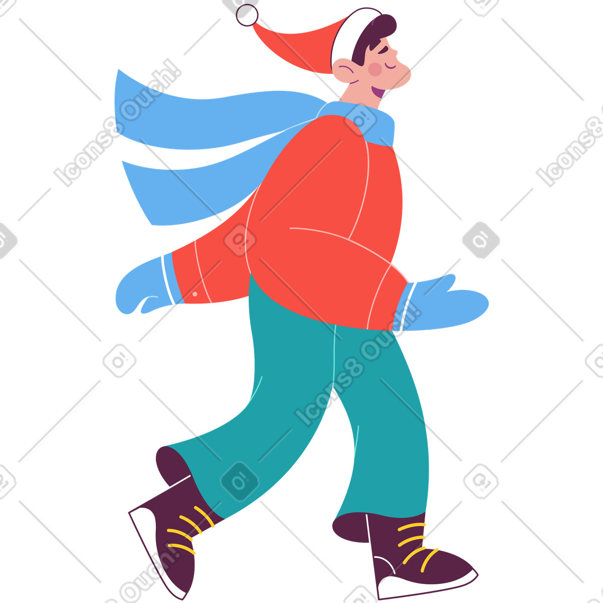 Mann in weihnachtsmütze-Illustration im Sammy-Stil als Download PNG, SVG