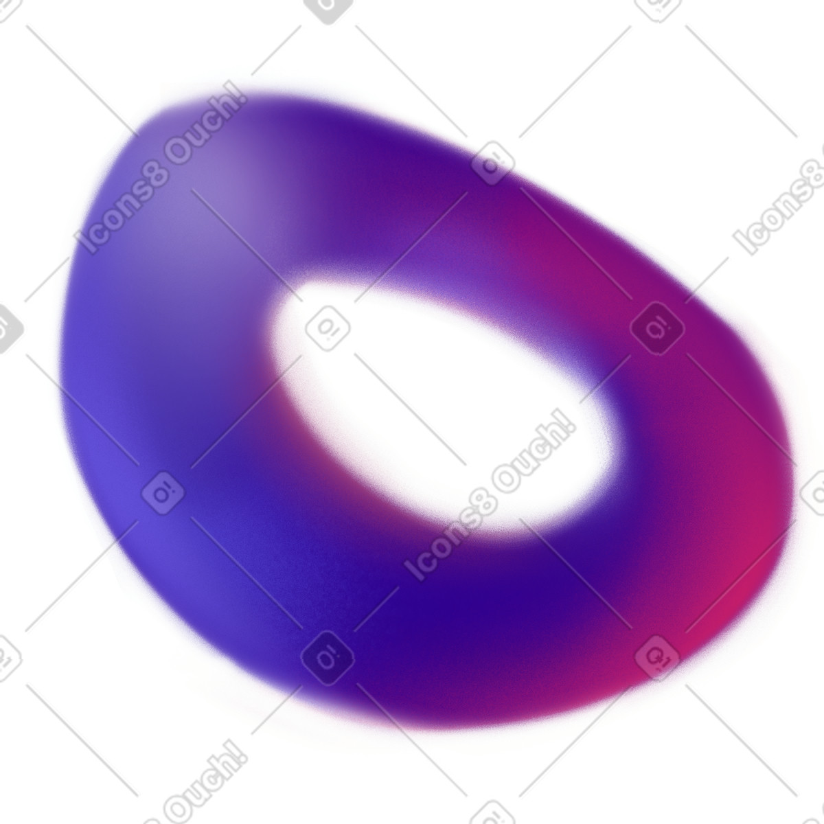Forma toroide 3d ovale rosa e viola illustrazione in stile Doodle scarica in PNG, SVG