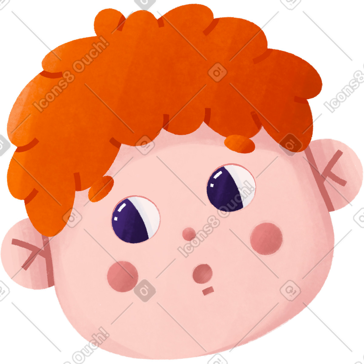 Surprised redheaded man-Illustration im Bonbon-Stil als Download in PNG, SVG