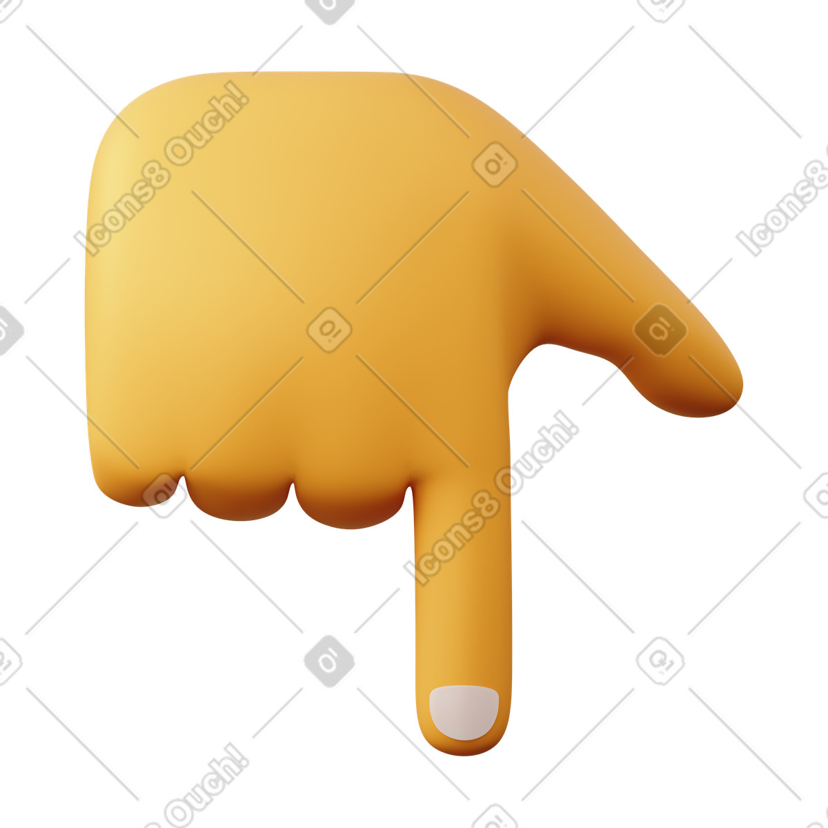 Finger pointing down illustration in 3D Sugary style download in PNG, SVG