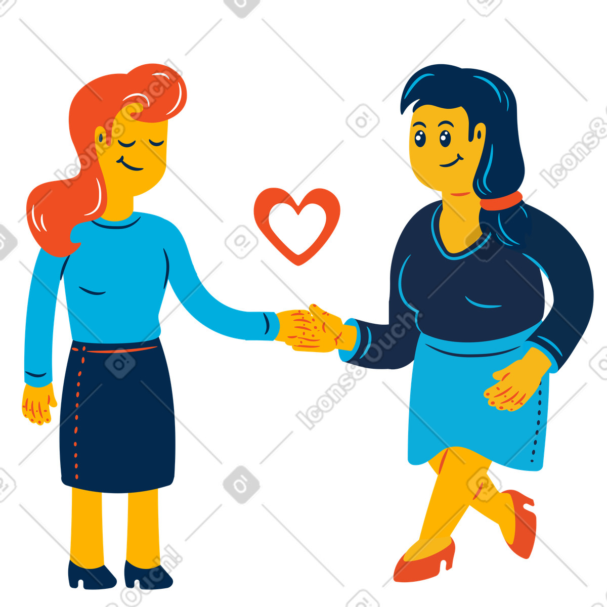 Ilustración Lesbian couple on a date, Love and affection concept en estilo Flame descargar en PNG y SVG