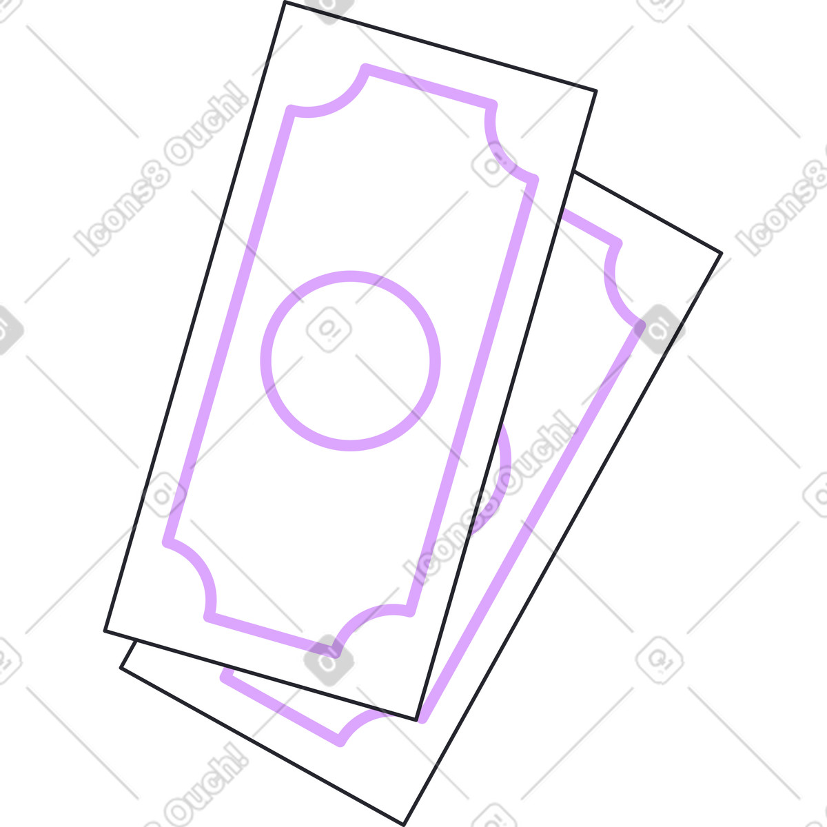 Two white banknotes illustration in Grapy style download in PNG, SVG