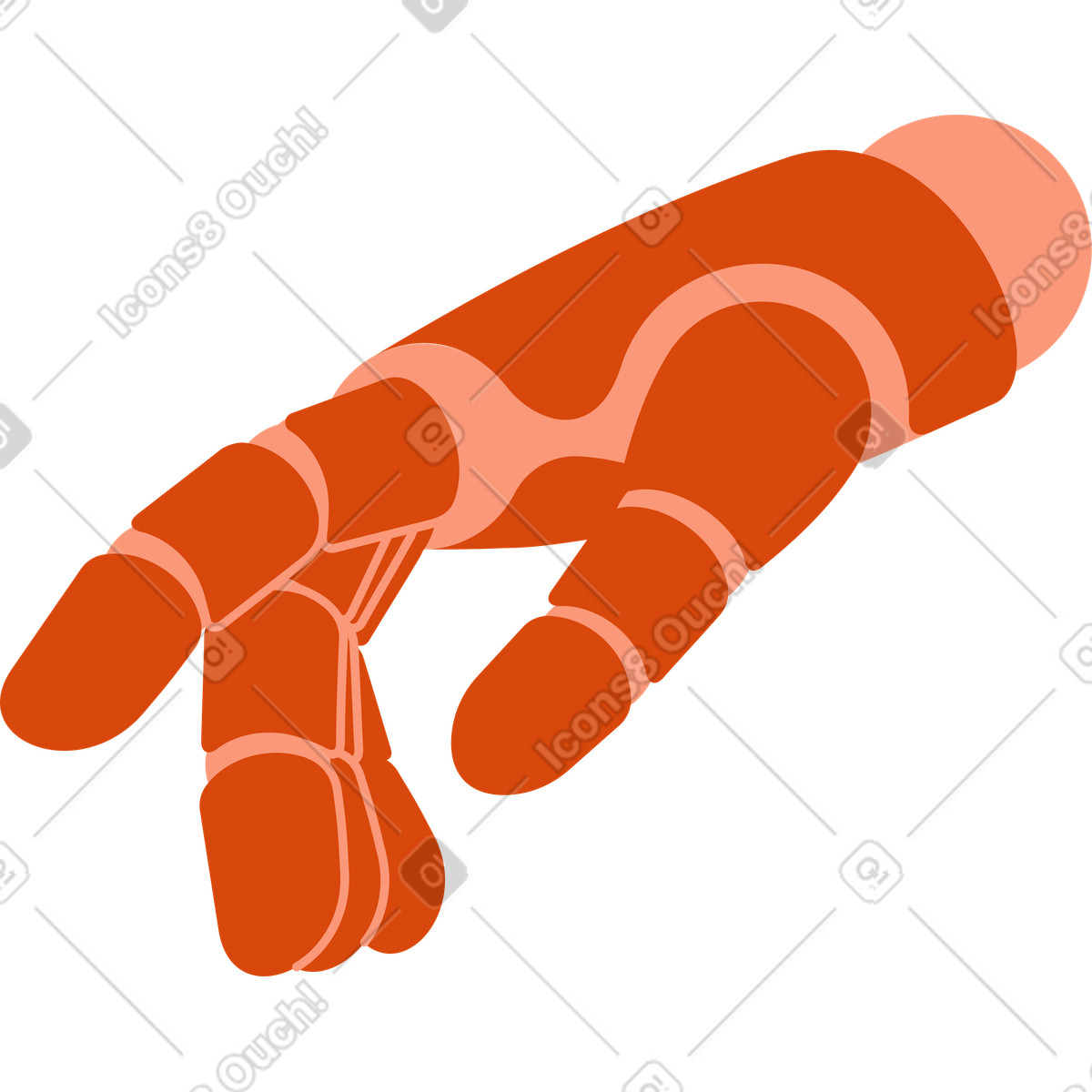 Right robot hand illustration in Orange style download in PNG, SVG