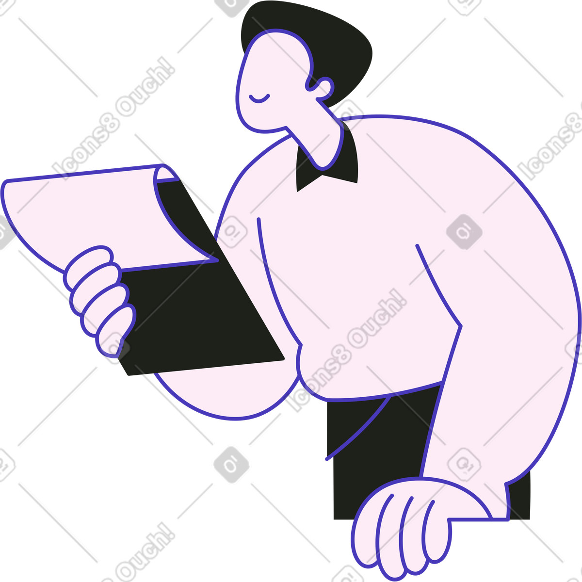 Uomo con clip board illustrazione in stile Blueberry scarica in PNG, SVG