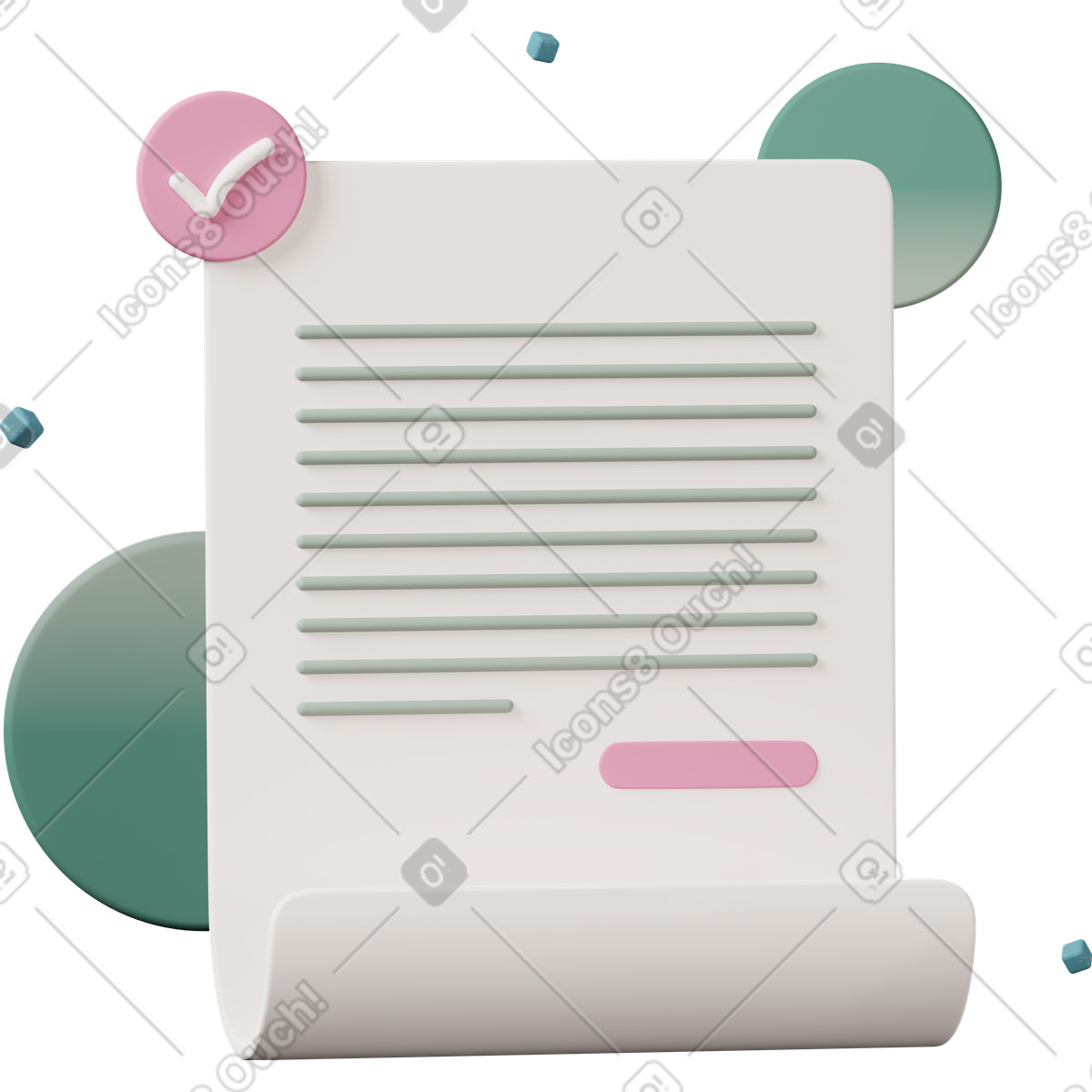 Ilustração de Contract checkmark button em no estilo 3D Casual life para baixar em PNG, SVG