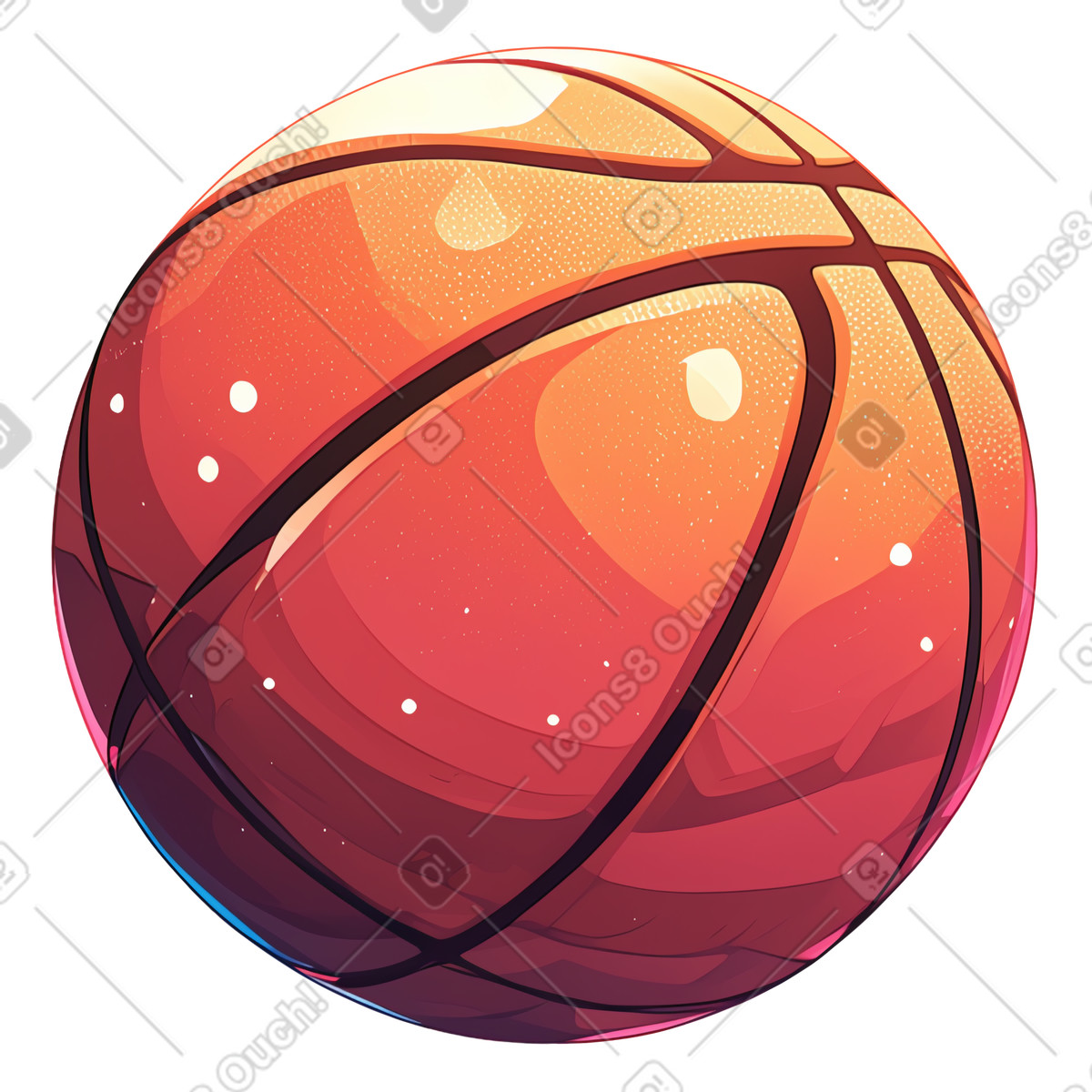 Basketball ball illustration in Glazy style download in PNG, SVG