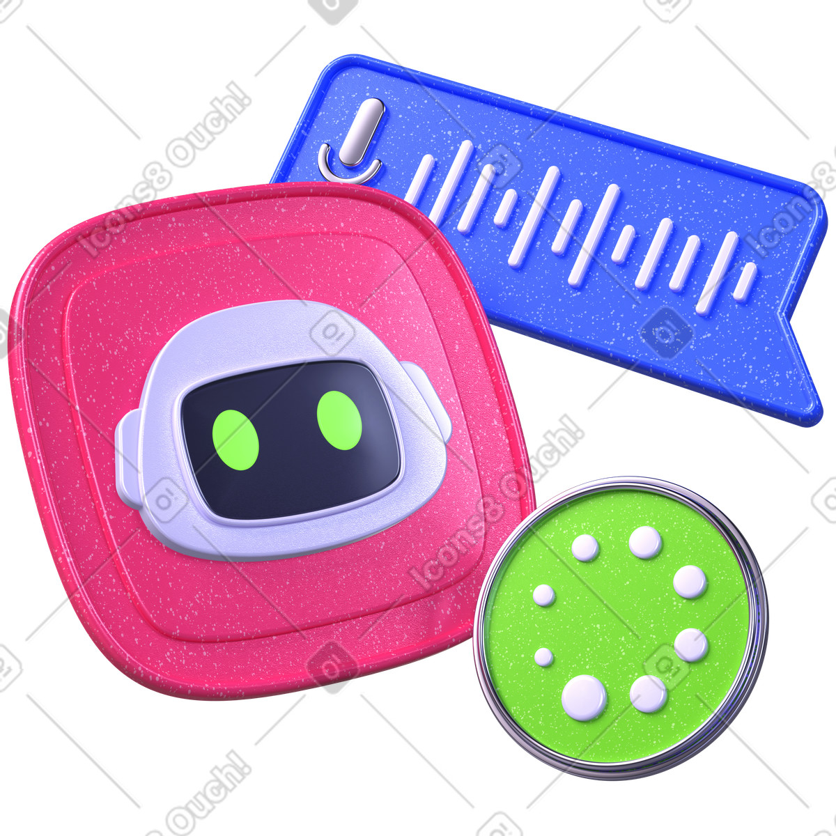 Ilustración Asistente de voz con ia, controles reconocimiento voz, interfaz audio inteligente en estilo 3D Boost a descargar en PNG y SVG