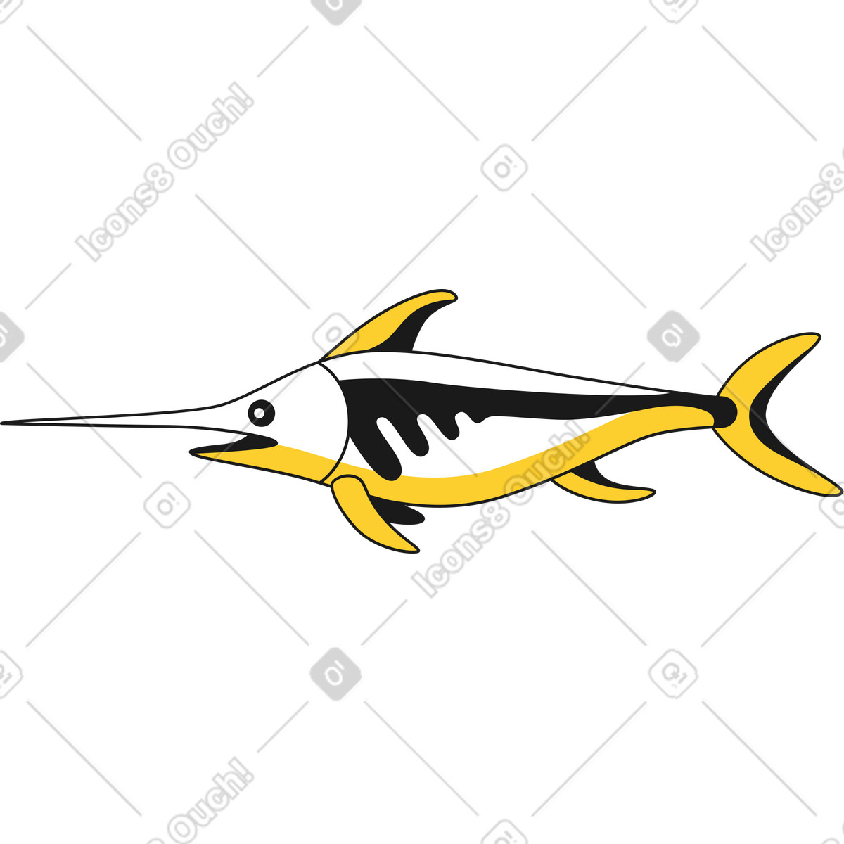 Ilustración Pez espada en estilo Taxi a descargar en PNG y SVG