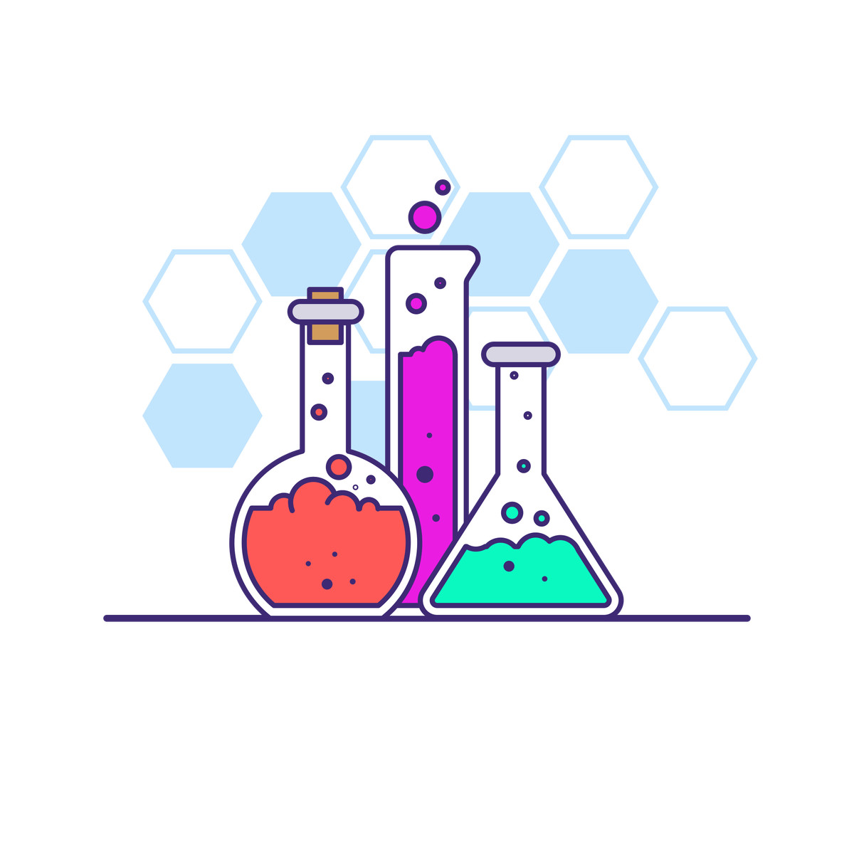 Ilustración Laboratorio experimental en estilo Gummy a descargar en PNG y SVG