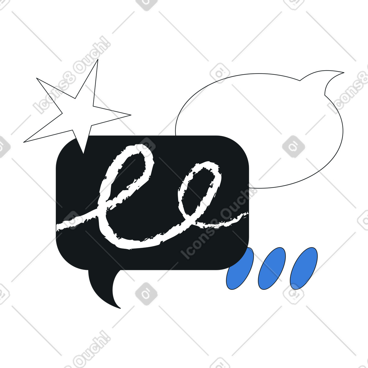 Colorful speech bubbles with decorative elements, Messaging and online communication illustration in PNG, SVG