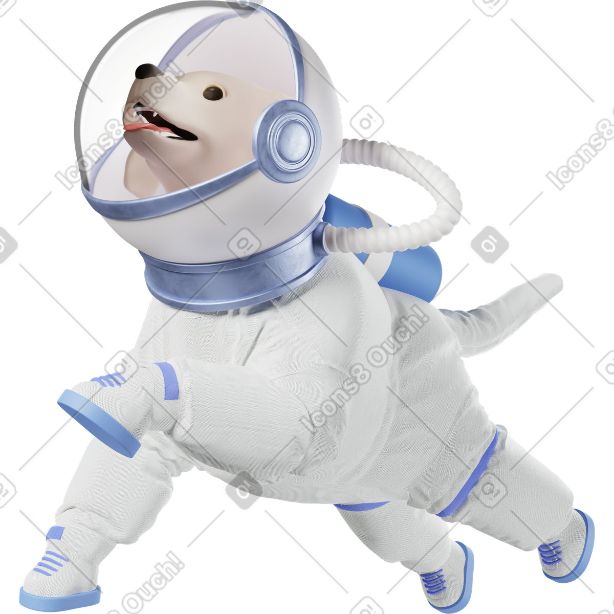 Ilustração de Dog astronaut floating and looking at something em no estilo 3D Business para baixar em PNG, SVG