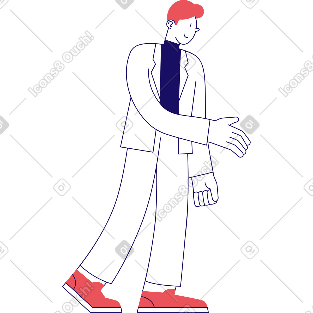Ilustración Hombre alcanzando algo en estilo Bendy a descargar en PNG y SVG
