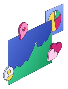 Graphs and icons representing data analysis - Neat style illustration