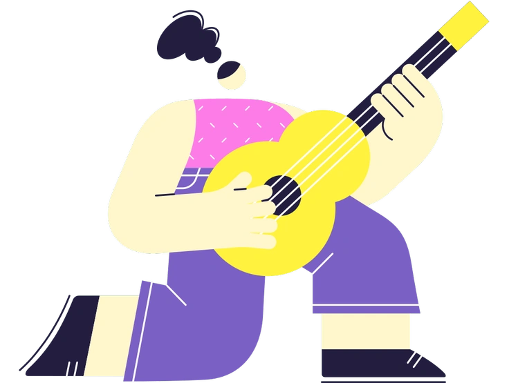 A person playing a yellow guitar - Mellow style illustration