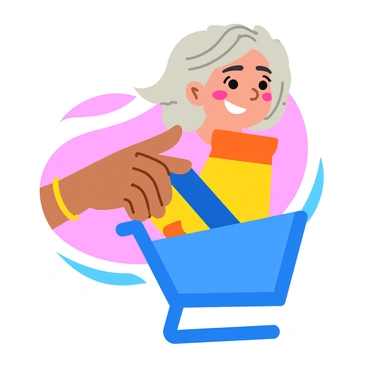 A hand placing a product into a digital shopping cart with a triumphant smile