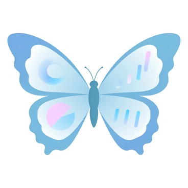 A butterfly with wings that feature intricate designs resembling CPF charts and graphs. The wings display various graphs, including pie charts and bar charts, each filled with vibrant gradient pastel colors. The butterfly is perched delicately on a smooth surface, with its wings fully spread open to showcase the detailed data visualizations. The background is softly blurred to emphasize the butterfly and its unique wing patterns.