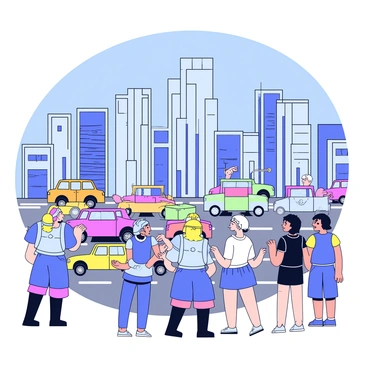 A group of Vikings wearing traditional clothing, including tunics and helmets, stand in a bustling modern city. They are gazing up in awe at tall skyscrapers that reach into the sky. Some Vikings point at the buildings while others look at the vehicles passing by on the street. The cars are sleek and various colors, contrasting with the Vikings' historic attire. The scene includes a few pedestrians, dressed in contemporary clothing, who look curiously at the Vikings. The background features a clear blue sky.