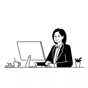 A person dressed professionally sitting in front of a computer for a virtual job interview