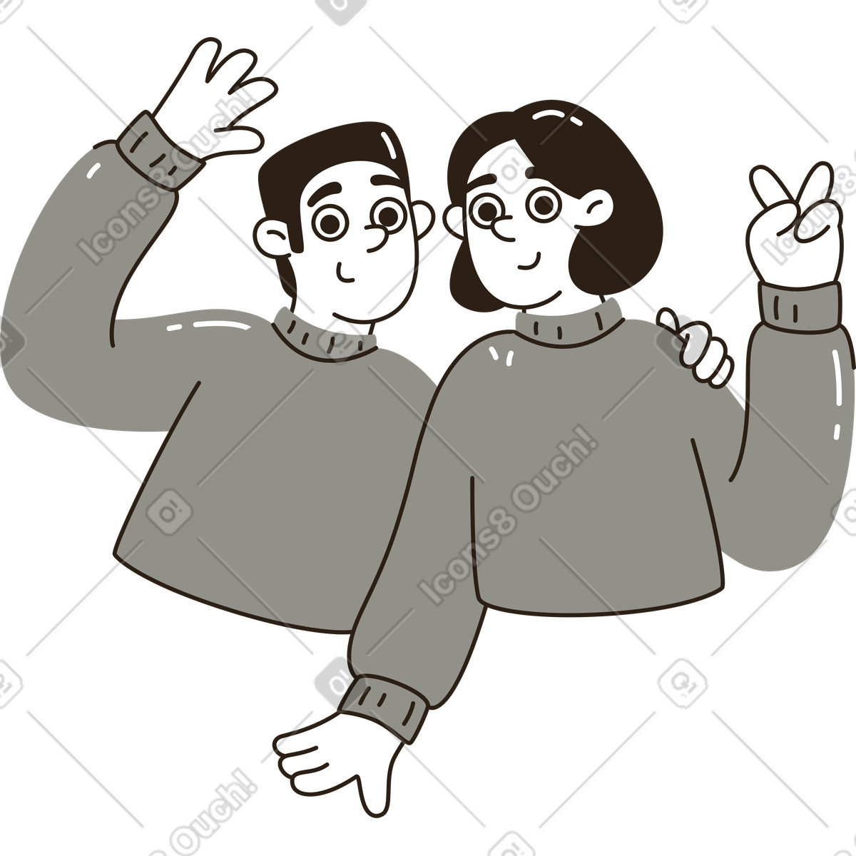 Ilustração de Casal feliz em no estilo Plain para baixar em PNG, SVG