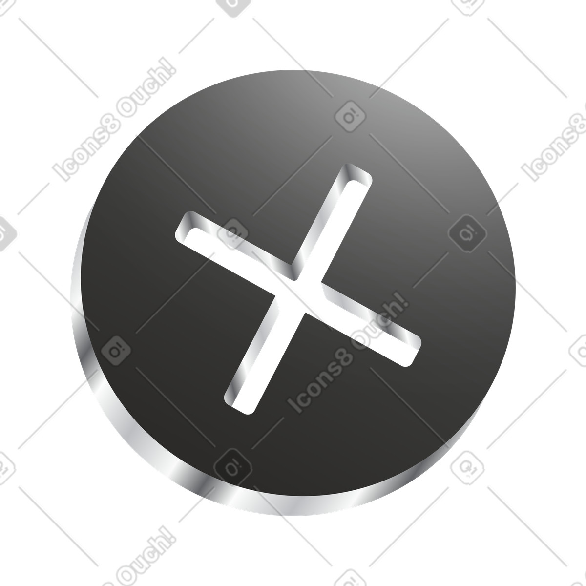 Cross button for close or cancel user interface action illustrazione in stile Token scarica in PNG, SVG