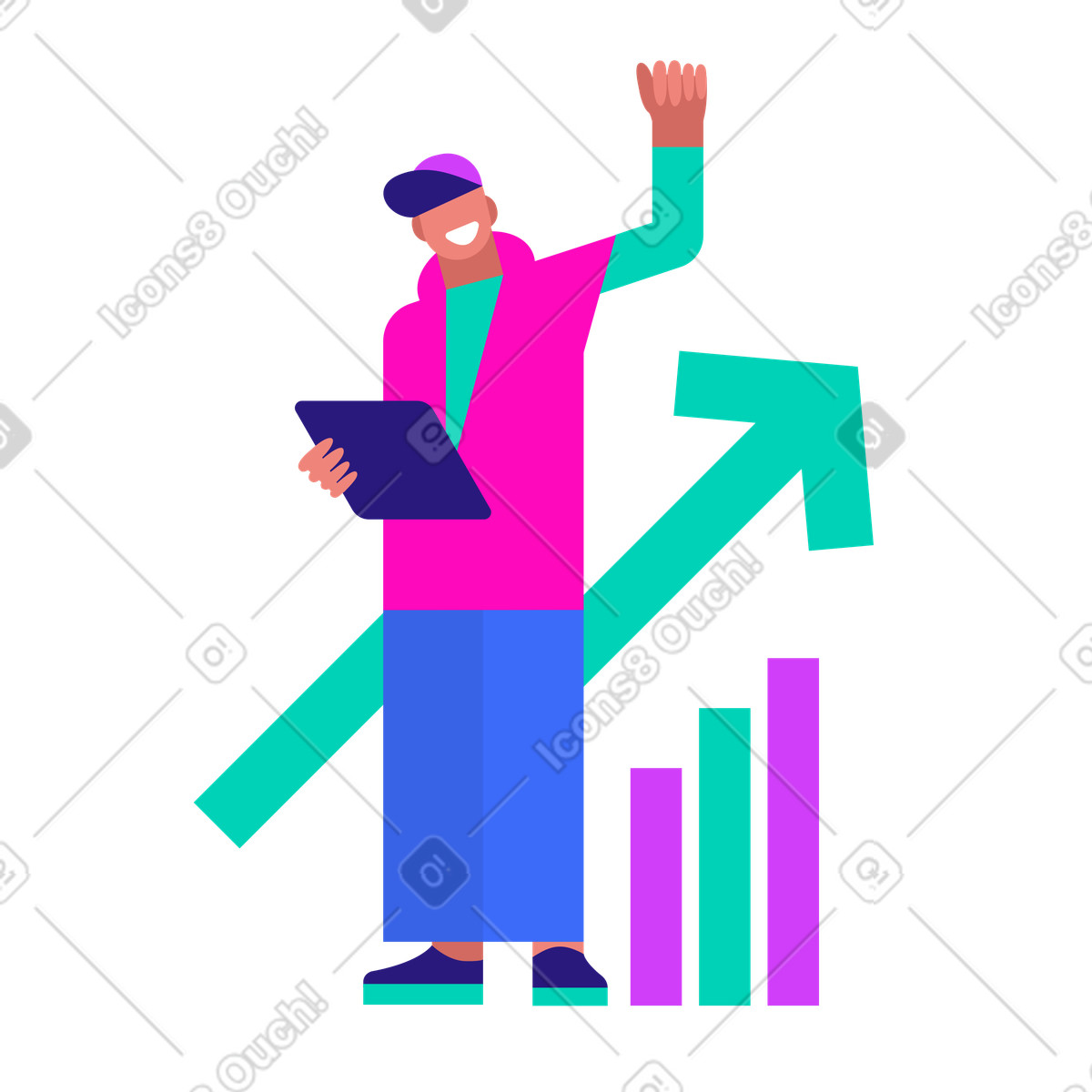 Statistical analysis and profit growth illustration in Basic style download in PNG, SVG