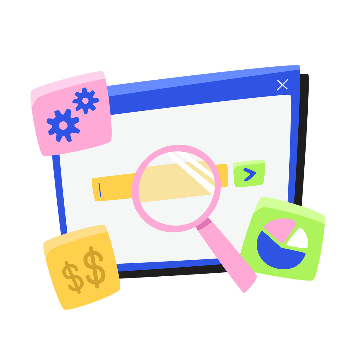 Search engine optimization illustrazione in stile Bouncy scarica in PNG, SVG