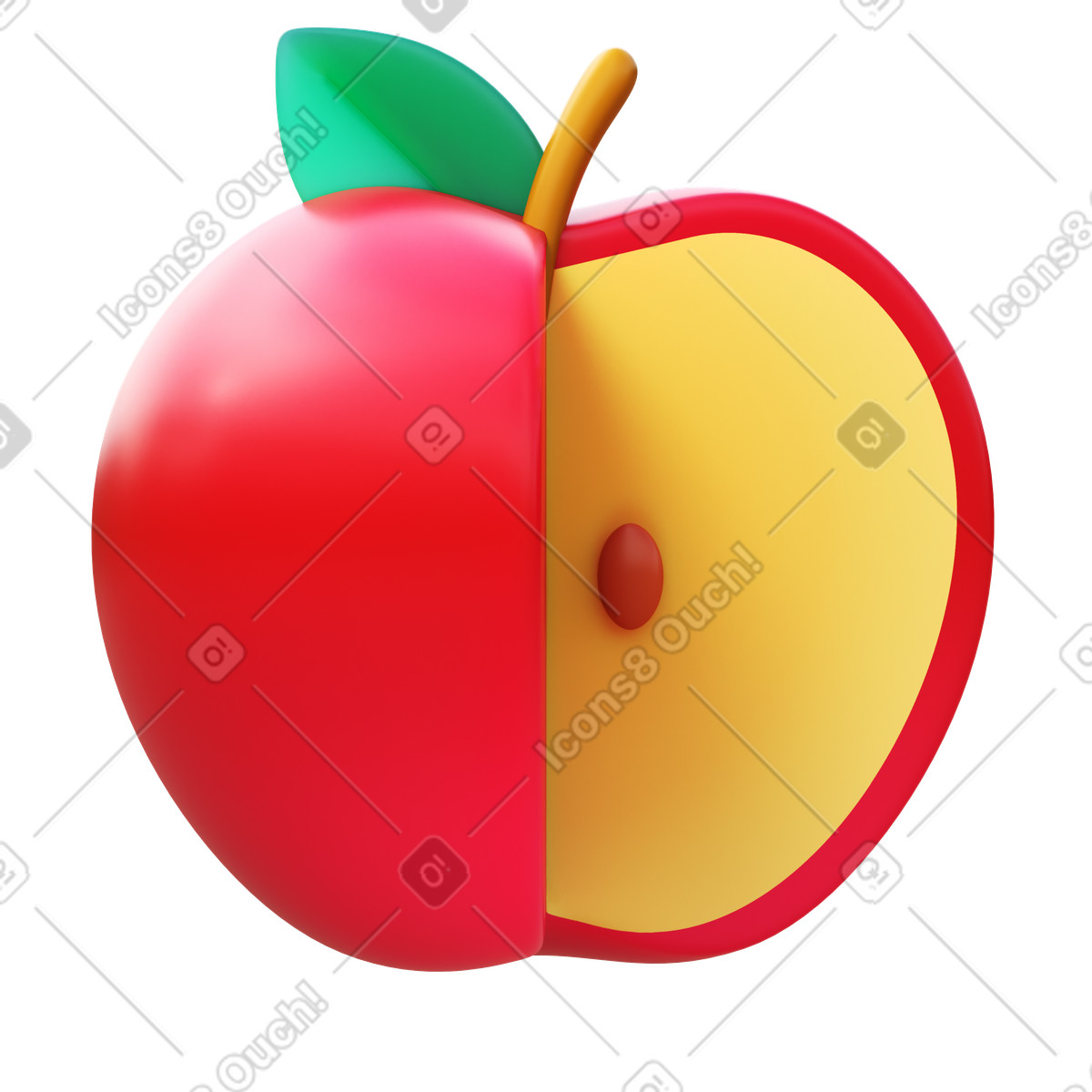Apple illustration in 3D Fluency style download in PNG, SVG