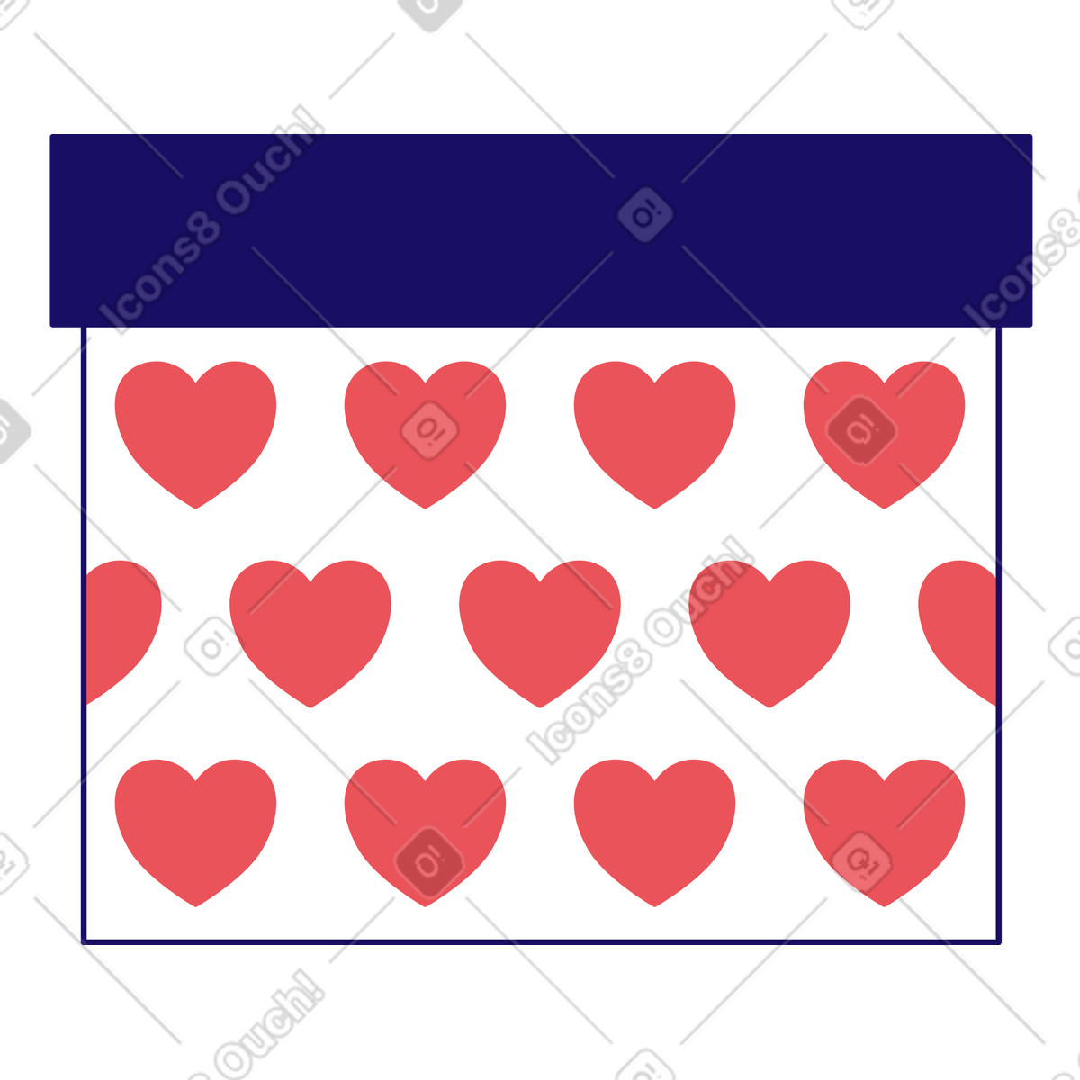 Ilustración Caja de regalo con patrón corazón en estilo Bendy a descargar en PNG y SVG