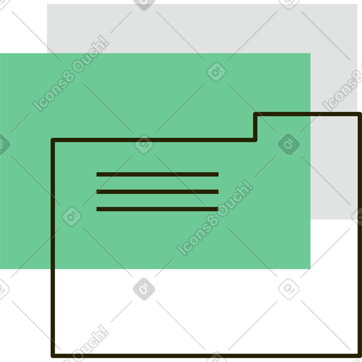 Иллюстрация Зеленые папки в стиле Geom — скачать в форматах PNG, SVG