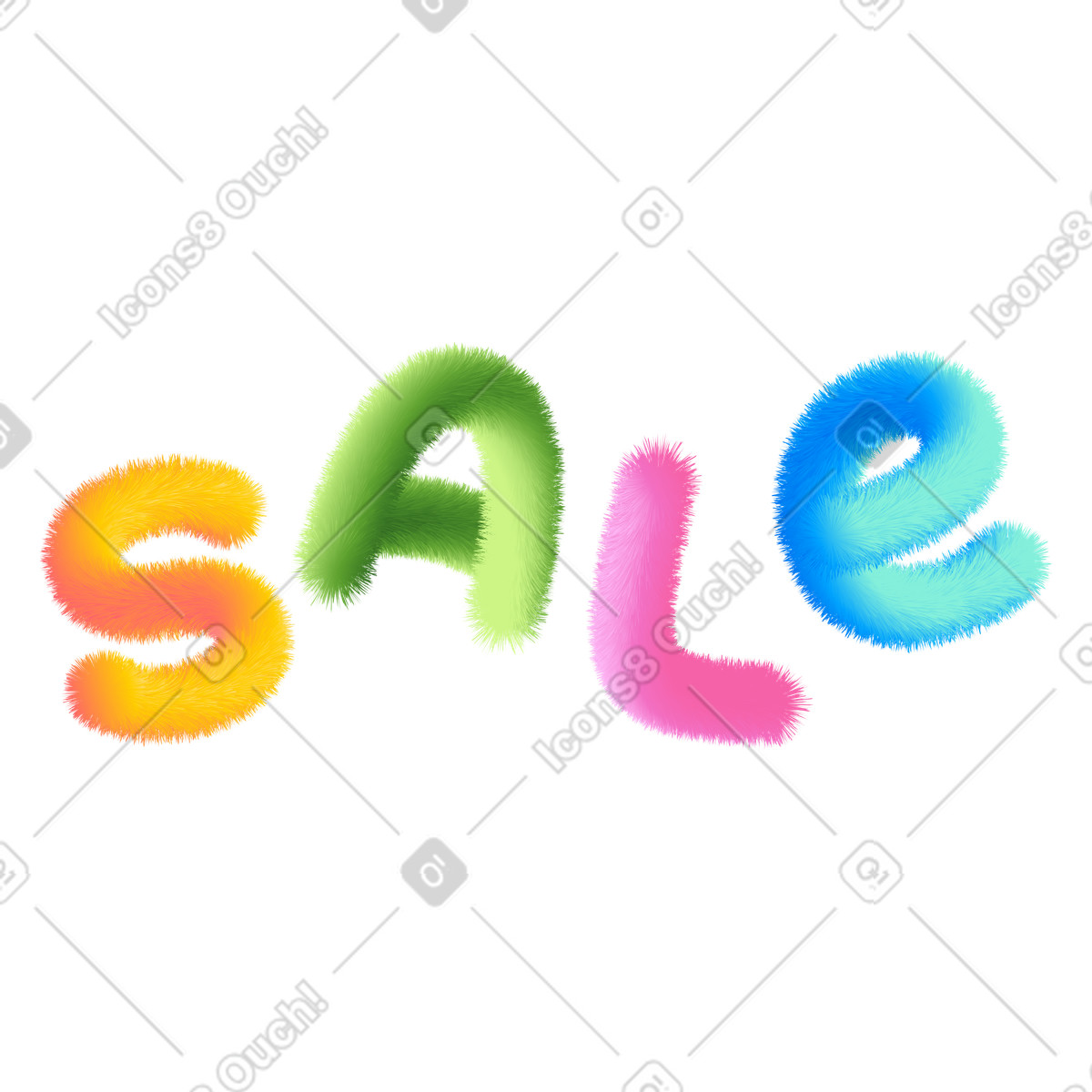 Lettering sale in multicolored style text illustrazione stile Puffy scarica PNG, SVG